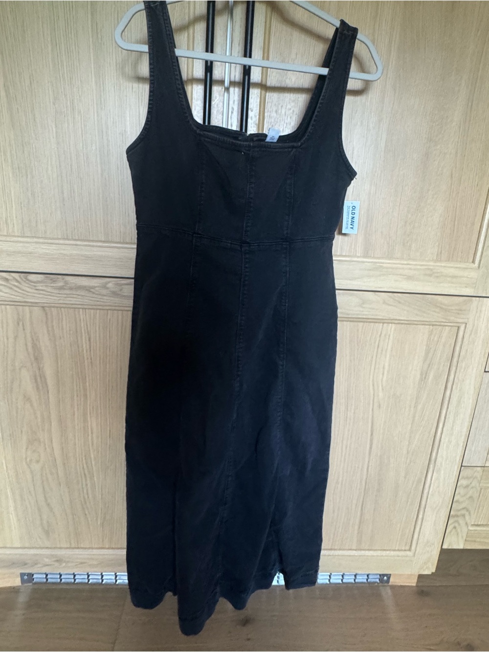 Old Navy Black Tank Midi Dress with Wide Straps